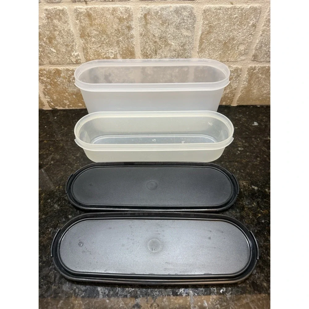 Lot Of 2 Tupperware MODULAR MATES Super Oval 1 &‎ 2 BLACK Seals
